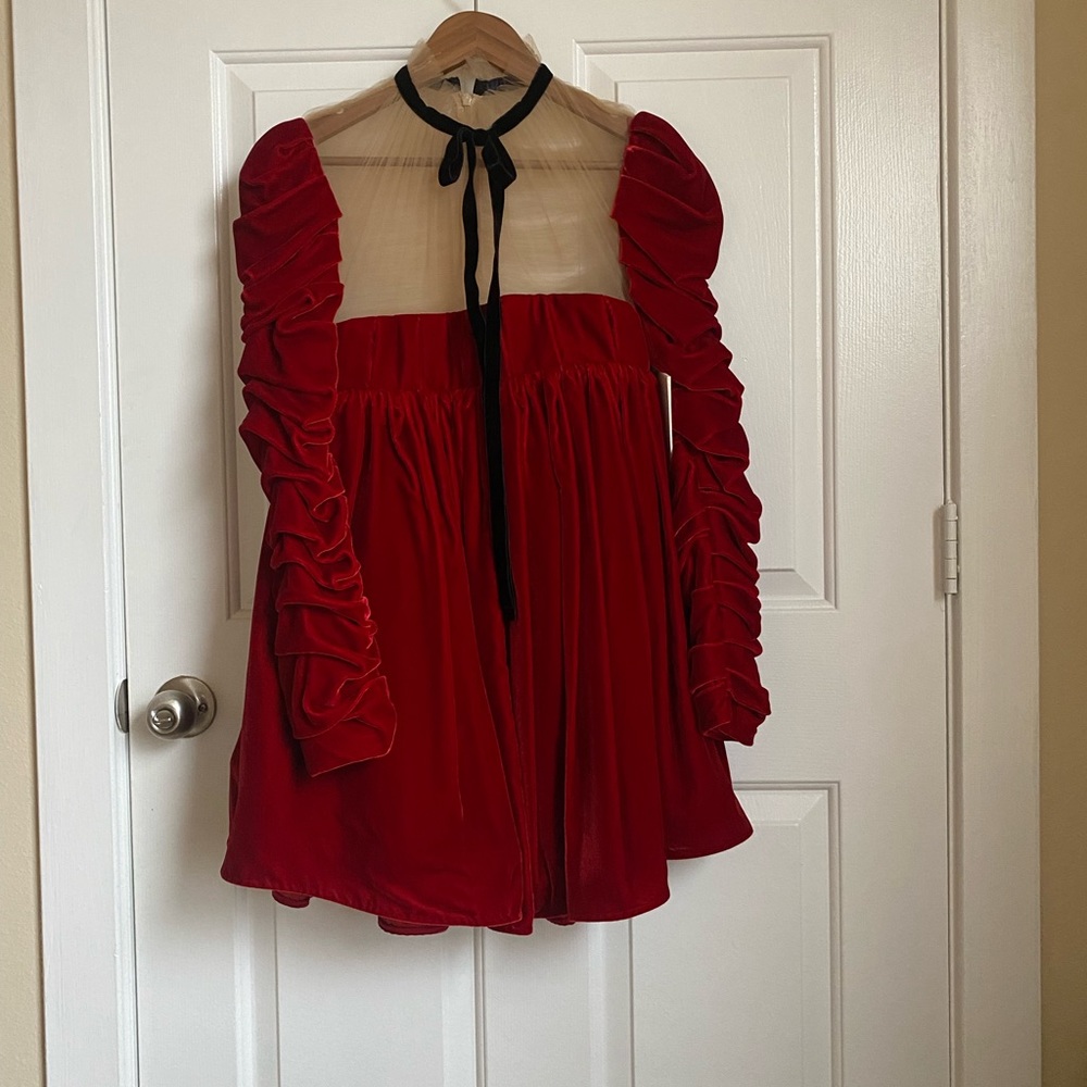 Khaite Ann Velvet Minidress red size 2